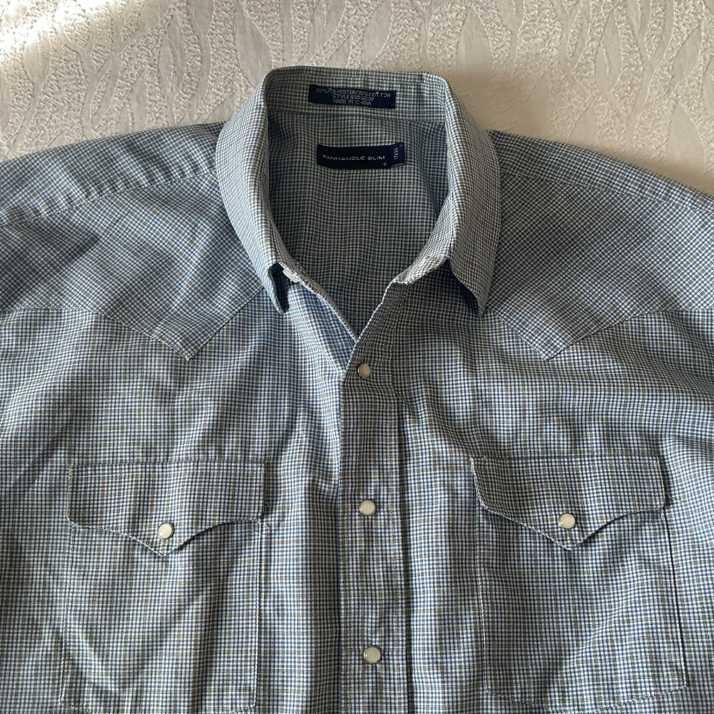 Panhandle Slim Western Shirt Plaid Pearl Snap Long Sleeve Cowboy‎ 17x35
